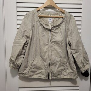 Gap Shacket Women's XL Cream Beige & Black Pinstripe